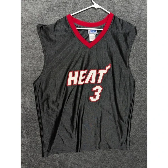 NBA Miami Heat Dwyane Wade 3 Jersey Mens 2XL Black Sleeveless Basketball Shirt - Picture 2 of 5